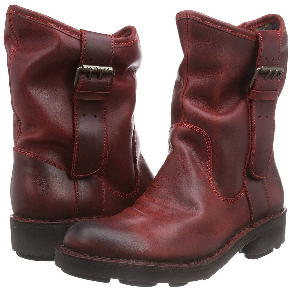 *NWT*FLY LONDON NOTA RED LTHR BOOTS US 8.5/9 EU 40